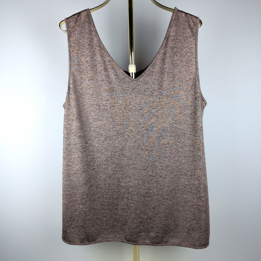 Modern Movement Women XXL Reversible Tank Rose-Gold Heathered V-Neck Sleeveless